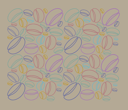 Here is a coffee bean themed illustration that is colorful and of a modern design. This is an illustration.の写真素材