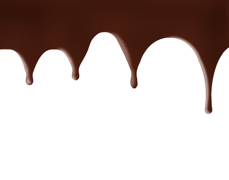 Chocolate, melting and dripping is at the top of the page that can be used as a background image.  This is an illustration.の写真素材