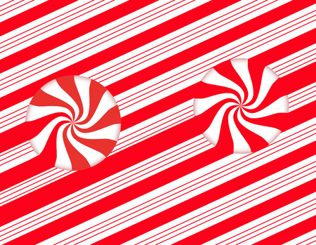 Candy striped design with swirling red and white peppermint hard candy illustrates the Christmas holiday theme. Background image. This is an illustration.の写真素材