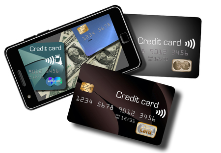 This illustration is about going cashless, not carrying cash. Credit card only is the way to go and this illustration shows a card made with a dollar design on the card.の写真素材