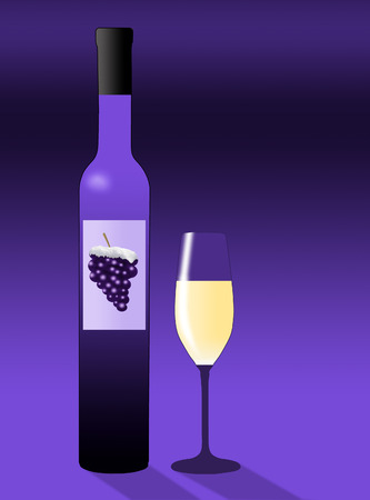 Here is an illustration about ice wine. Bottles of ice wine are lined up in a colorful illustration.の写真素材