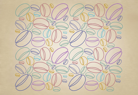 Here is a coffee bean themed illustration that is colorful and of a modern design. This is an illustration.の写真素材