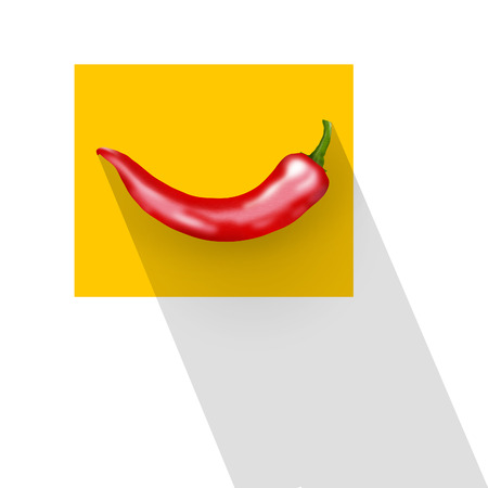 Red chili peppers are the topic of this illustration. Colors include red pepper and green stem isolated on background.の写真素材
