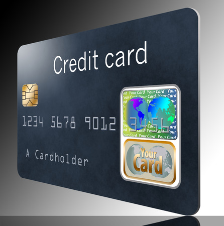 Here is a mock credit card isolated on background.の写真素材