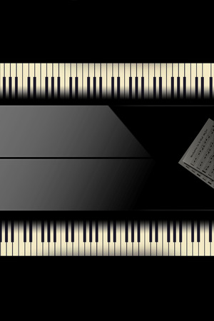 Back to back pianos seen from above are lined up for a duet performance in this striking image. This is an illustration.の写真素材