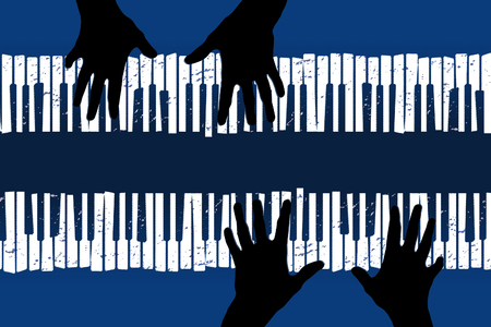 Here is an image about piano duets.This is an illustration.の写真素材