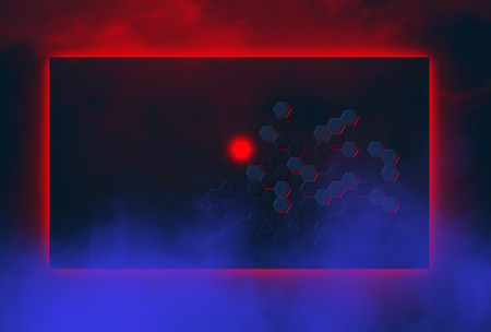 Hexagons are a basis of this modern, electronic inspired abstract background image. This is an illustration.の写真素材