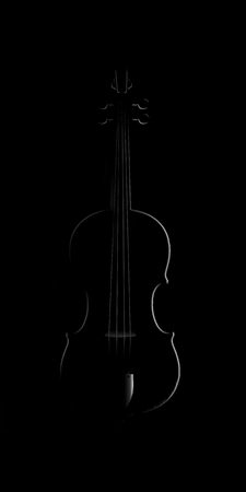 A violin is seen in striking and unusual lighting in this image. This is an illustration.の写真素材