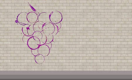 Here is a wine related background image that includes wine stains, grunge and is a 3-d illustration.の写真素材