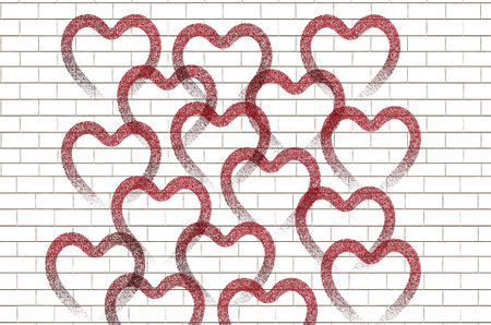 Heart shapes are seen in a  3-d illustration to be used as a background image.