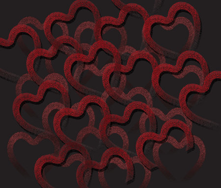 Heart shapes are seen in a  3-d illustration to be used as a background image.