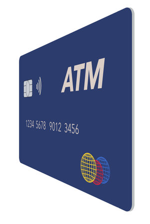 Here is a generic bank credit card or debit card with ATM printed large on the card. This is a 3-d  illustrationの写真素材