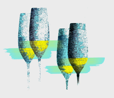 Long stem glassware with a textured color finish is seen in this illustration.の写真素材