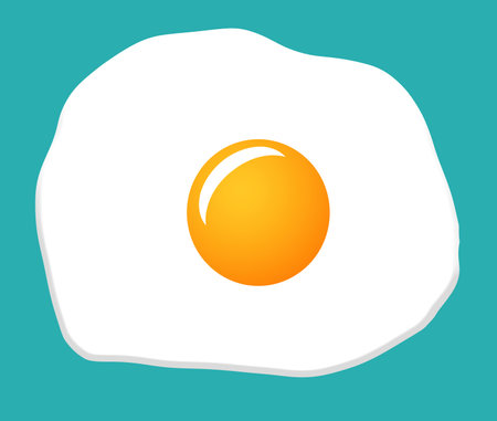 A fried egg is isolated on the background in this 3-d illustration.の写真素材