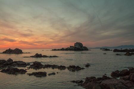 Romantic Sunset at Beach Sardiniaの写真素材