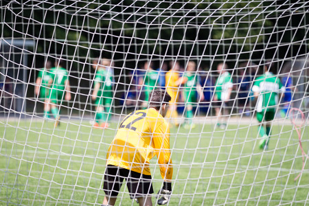 A goalie in a soccer matchの写真素材