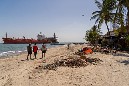 View of the beach in Banjul city, Gambiaの写真素材