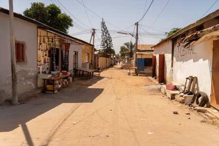 typical street in a residential area, Africa, Gambia, Bakauの写真素材