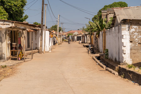 typical street in a residential area, Africa, Gambia, Bakauの写真素材