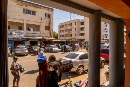 view of traditional road in African city, Gambiaの写真素材