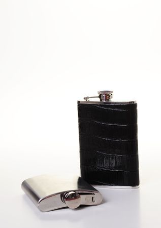 hip flask isolated on white backgroundの写真素材