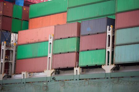 Container on a container ship  の写真素材