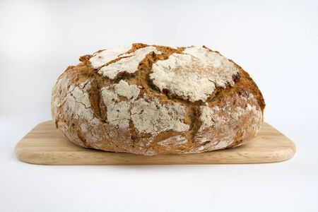  Homemade bread on a cutting board 