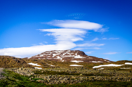 Clouds like smoke at a volcanoの写真素材
