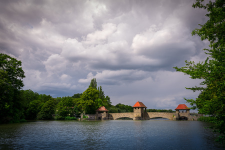 A weir in Leipzig Germanyの写真素材