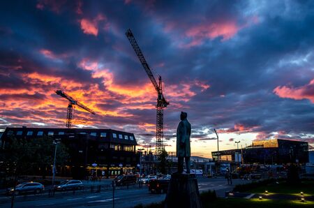 Sky on fire at Reykjavik summerのeditorial素材
