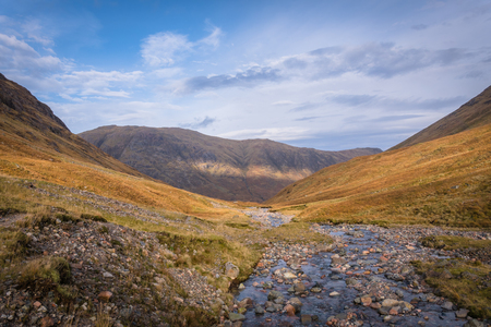 Hiking path through the Glencoe mountains, Scotlandの写真素材