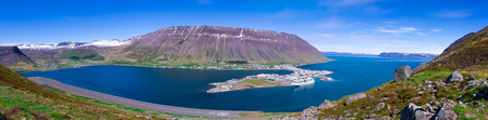 Panorama of Isafjordur at sumer, Isafjordur Icelandの写真素材