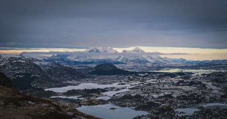 Lofoten fishing village panorama - Norwayの写真素材