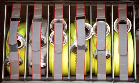 details of some fire hosesの写真素材