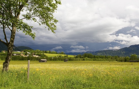 Landscape in the Austrian Alps near Zell am See before a thunder stormの写真素材