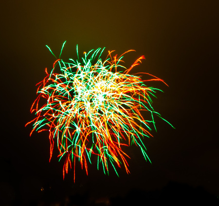 Fireworks display of fireworks on a summer eveningの写真素材