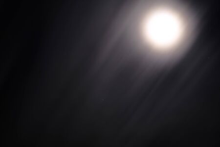 moon that shines like the sun in the trees in the starry nightの写真素材