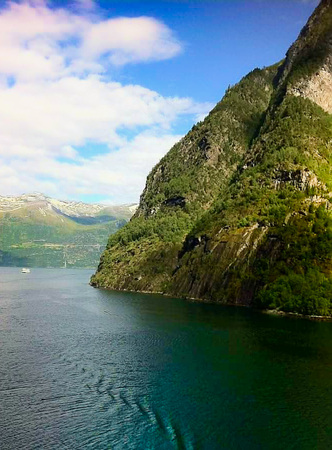 Norwegian fjords overlooking the sea: a spectacle of nature in the heart of great northern Europeの写真素材