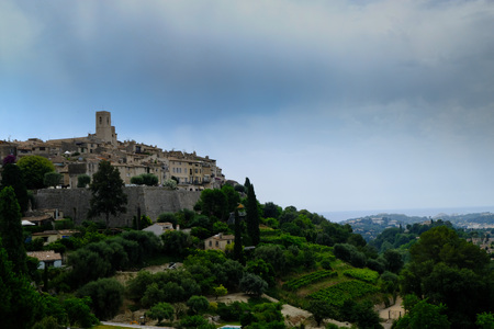 the medieval city of saint paul de vence in france: land of artists and writersの写真素材