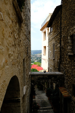the medieval city of saint paul de vence in france: land of artists and writersのeditorial素材