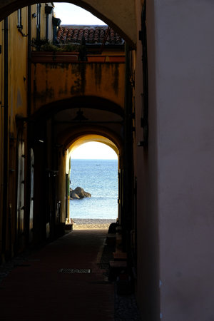 the colors of the Ligurian coast and the Mediterranean spot of varigotti in the province of Savona, Liguriaのeditorial素材