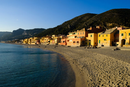 the colors of the Ligurian coast and the Mediterranean spot of varigotti in the province of Savona, Liguriaのeditorial素材