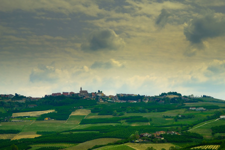 spring glimpses of the Piedmontese Langhe of Grinzane Cavour with its hills and its vineyards