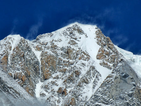 Snowy mountains, Annapurna Conservation Area, Nepalの写真素材