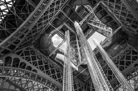 Eiffel Tower in Paris, France. Black and white.の写真素材
