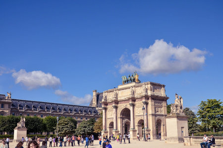 Tourists visit Place de la Concorde in Paris, Franceの写真素材