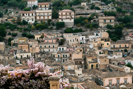 Aerial view of the town of Cefalu, Sicily, Italyの写真素材