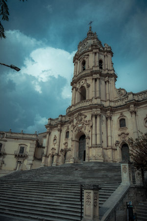 The Cathedral of San Giorgio is the mother church of the city of Modica, in the Free Municipal Consortium of Ragusa, and is included in the UNESCO World Heritage List.の写真素材