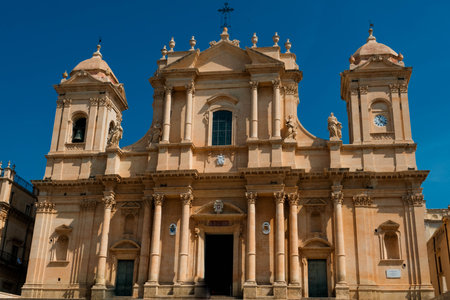 The Cathedral of San NicolÃ² is the most important Catholic place of worship in the city of Noto, as well as the episcopal seat of the diocese of the same name, in Sicilyの写真素材
