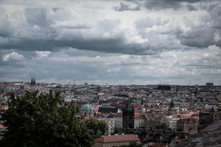 Beautiful panoramic view of the old town of Prague.